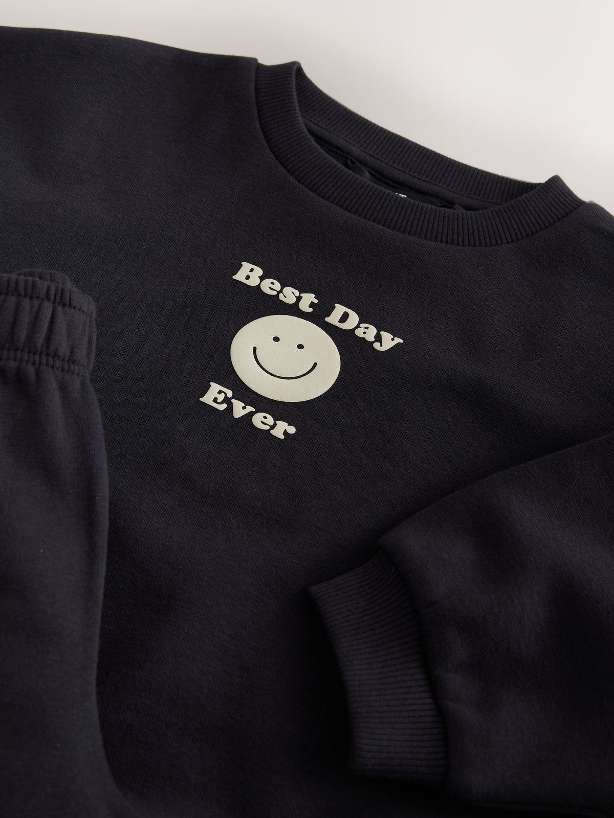 Black Back Print Crew Neck Joggers Set (3mths-7yrs)