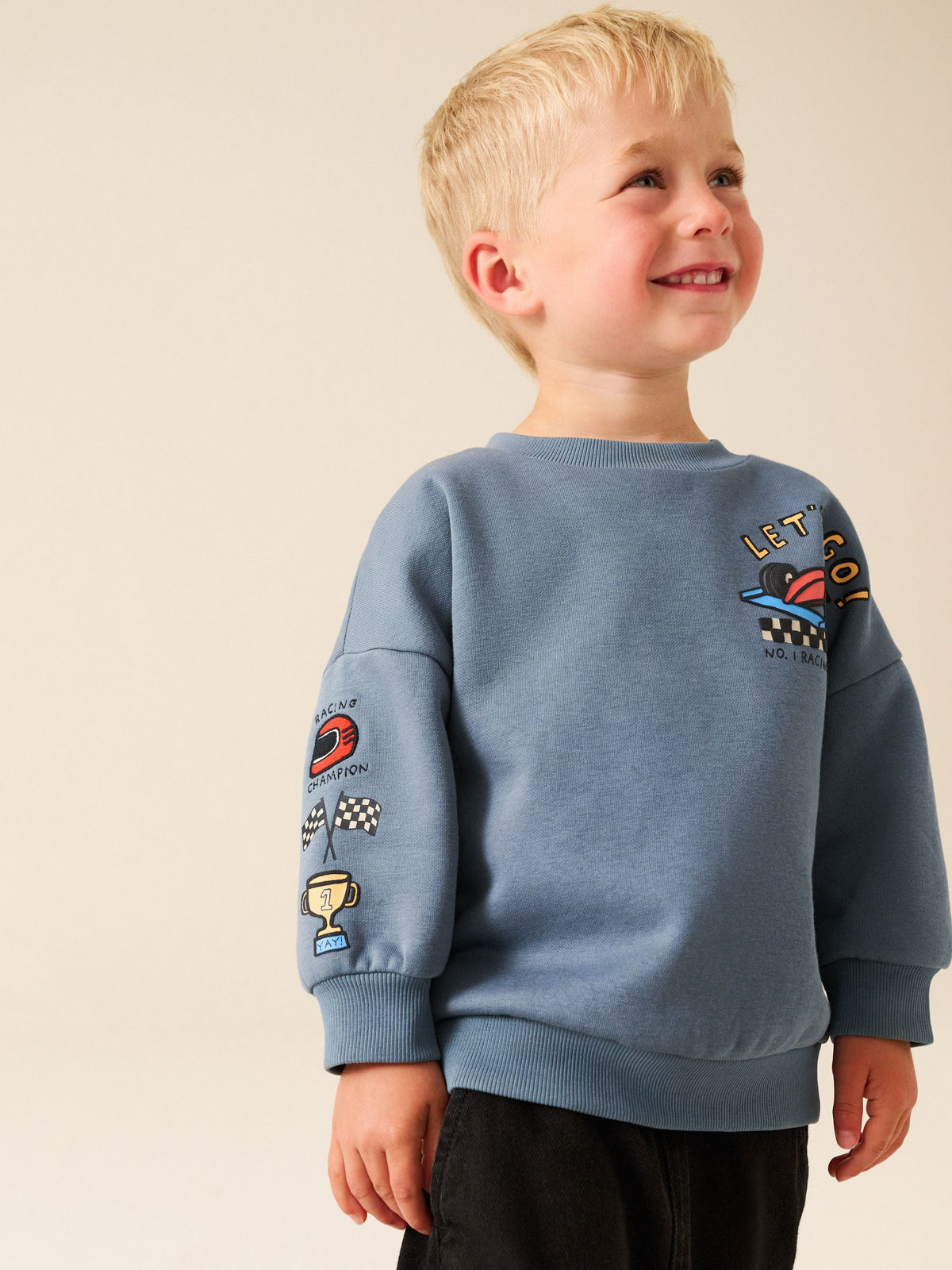 Grey Back Printed Crew Neck Sweat Top (3mths-7yrs)