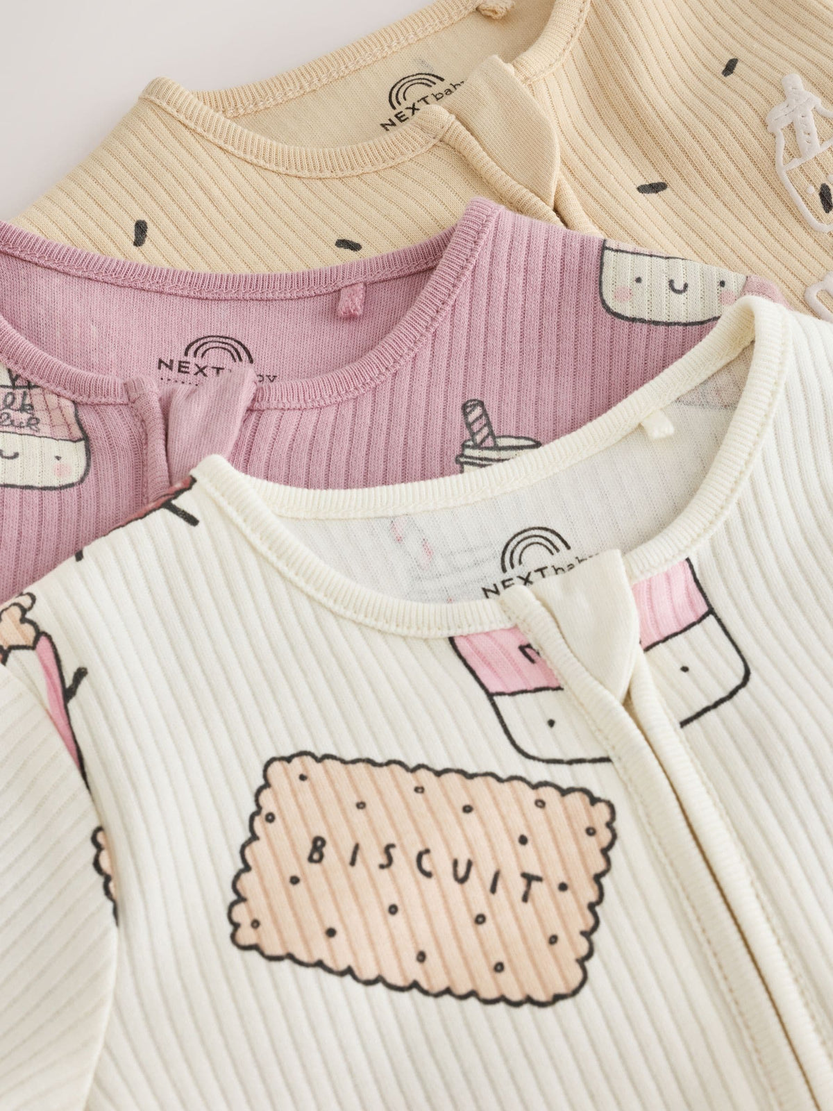 Pink Brunch Two Way Zip Baby Sleepsuits 3 Pack (0mths-3yrs)