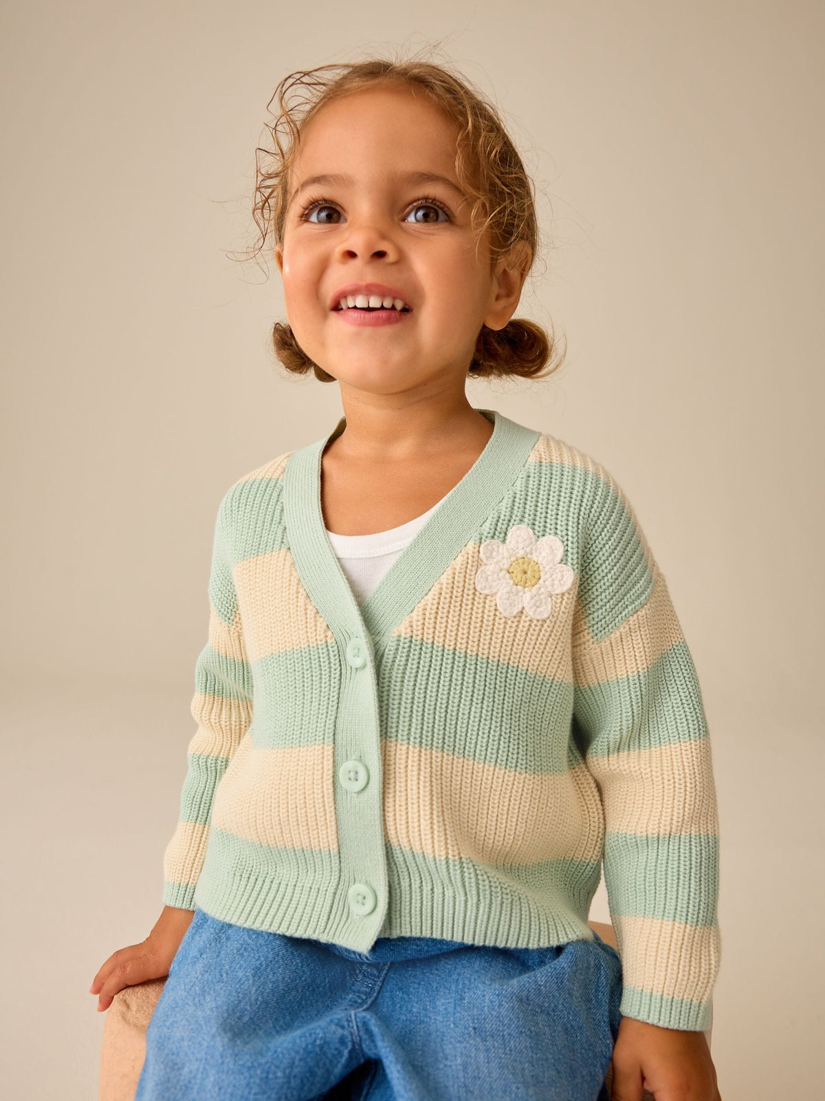 Blue and Ecru Daisy Days V-Neck Cardigan (3mths-7yrs)