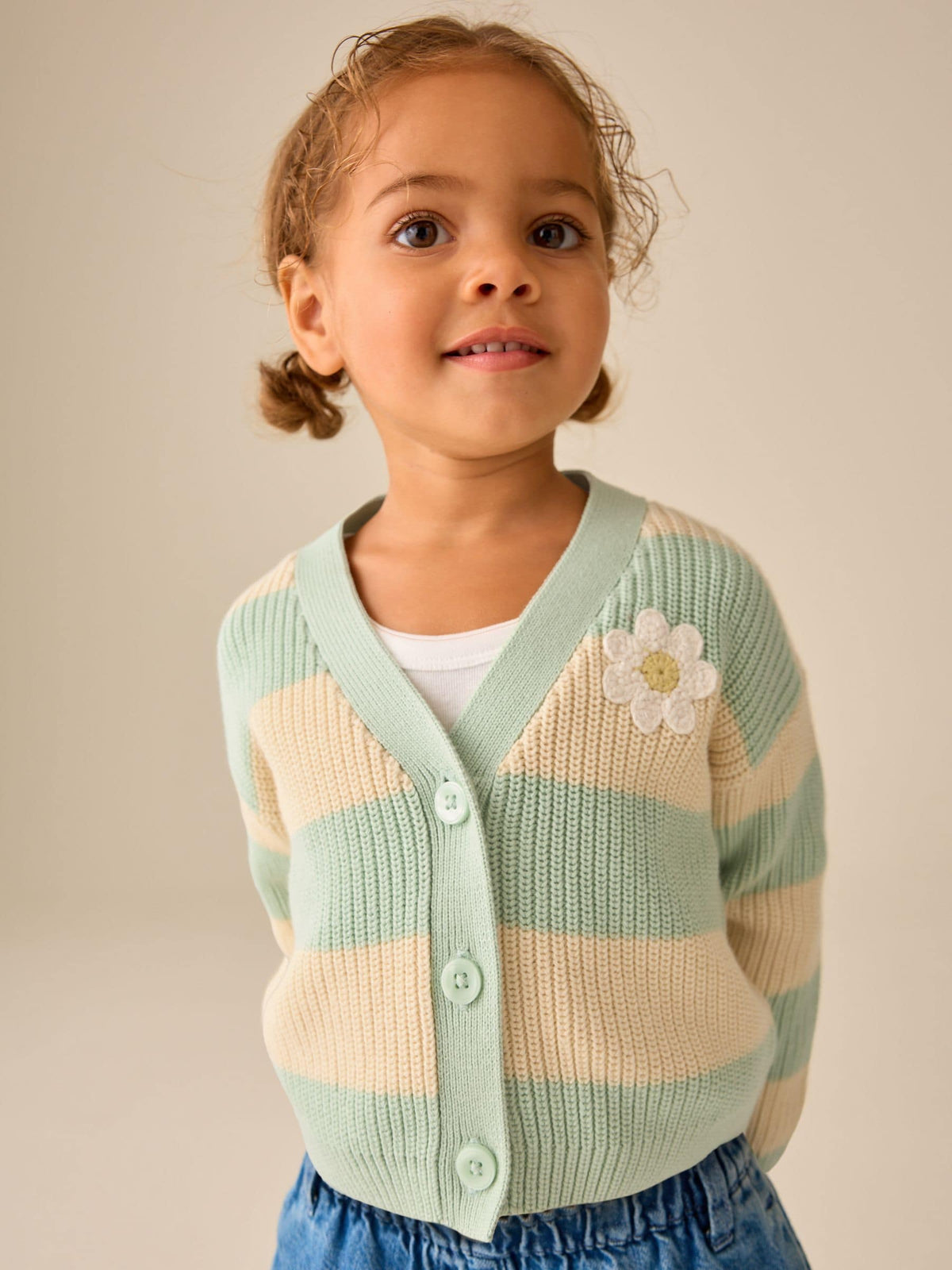Blue and Ecru Daisy Days V-Neck Cardigan (3mths-7yrs)