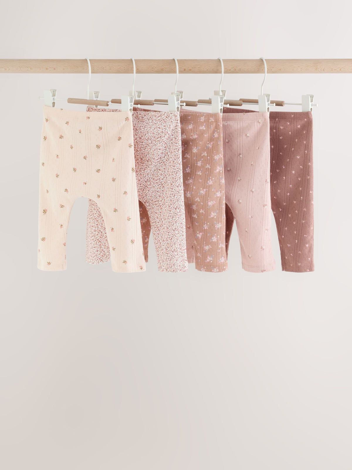 Mink Brown Ditsy Baby Leggings 5 Pack (0mths-2yrs)