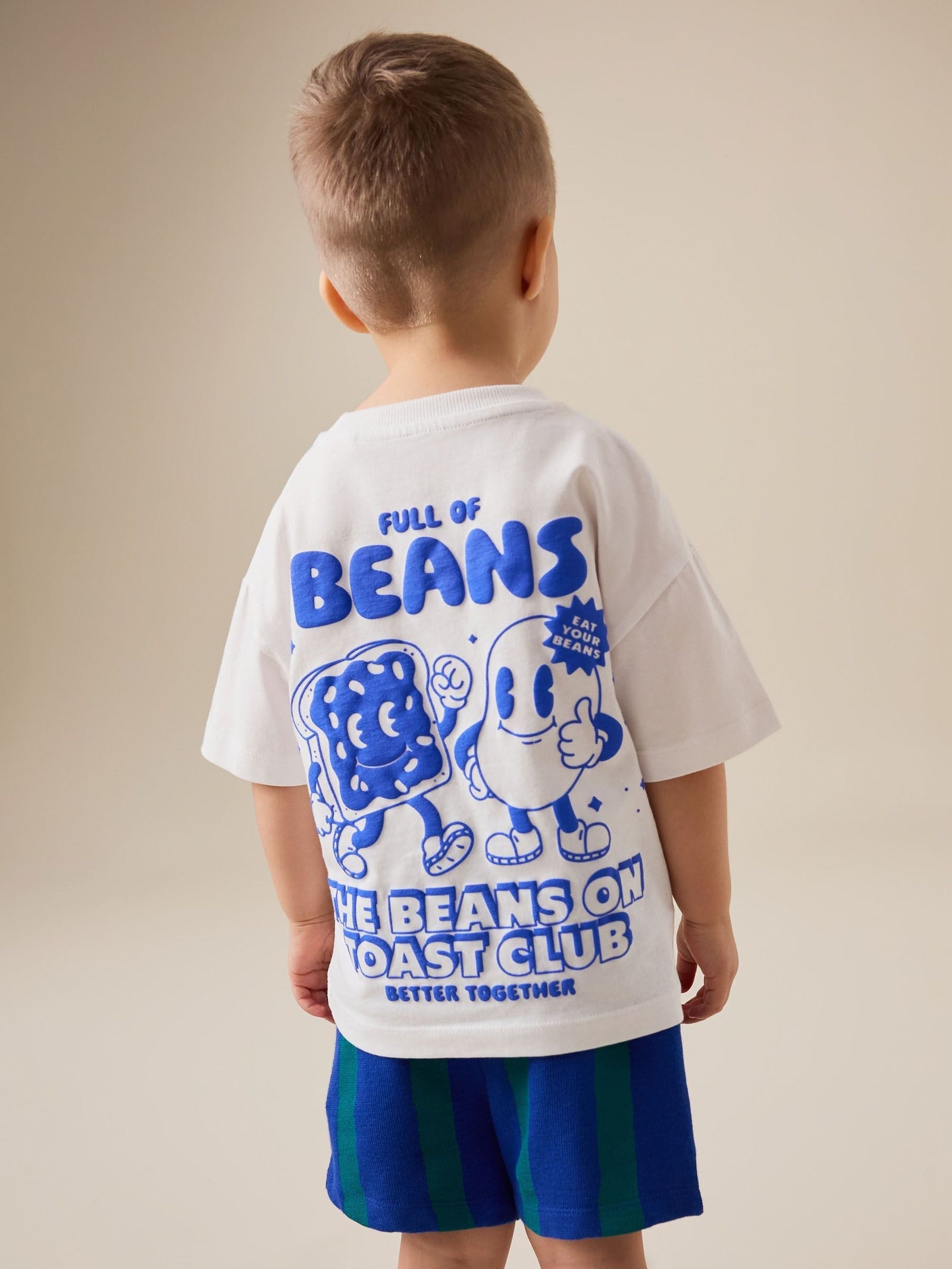 White Full of Beans Short Sleeve Graphic T-Shirt (3mths-7yrs)