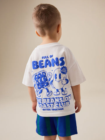 White Full of Beans Short Sleeve Graphic T-Shirt (3mths-7yrs)