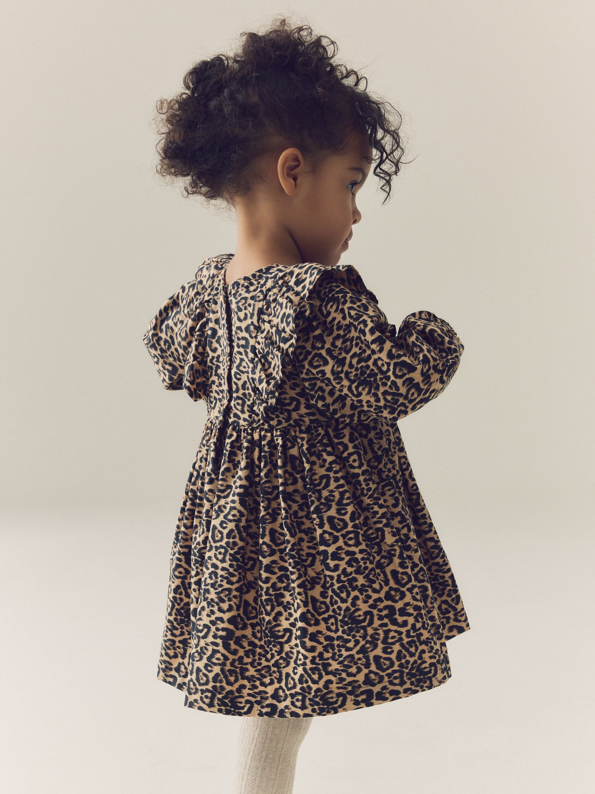 Leopard Animal Print Velvet Bow Long Sleeve Check Dress (3mths-8yrs)