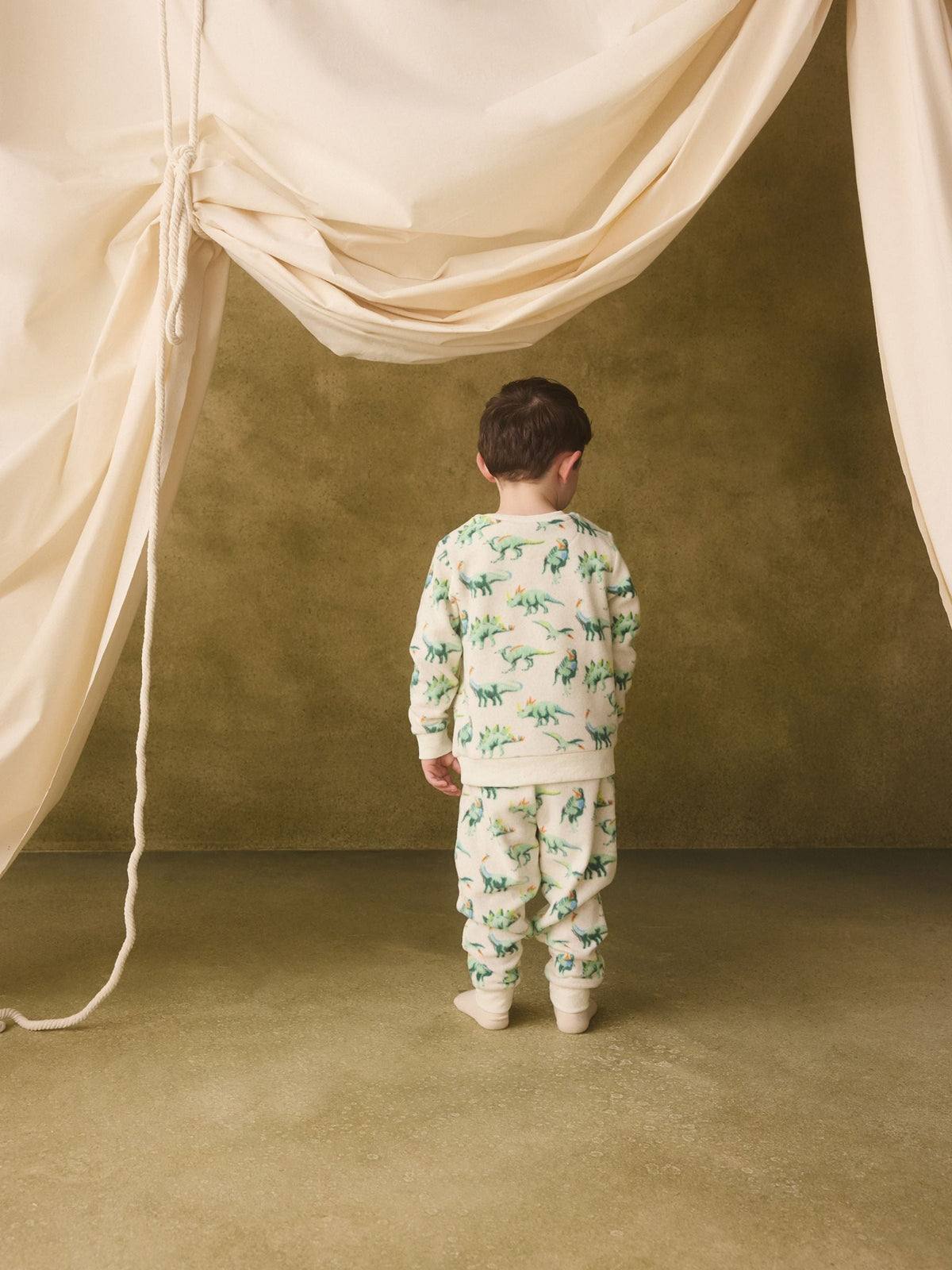Ecru/Green Cath Kidston Dinosaur Single Cosy Fleece Pyjamas