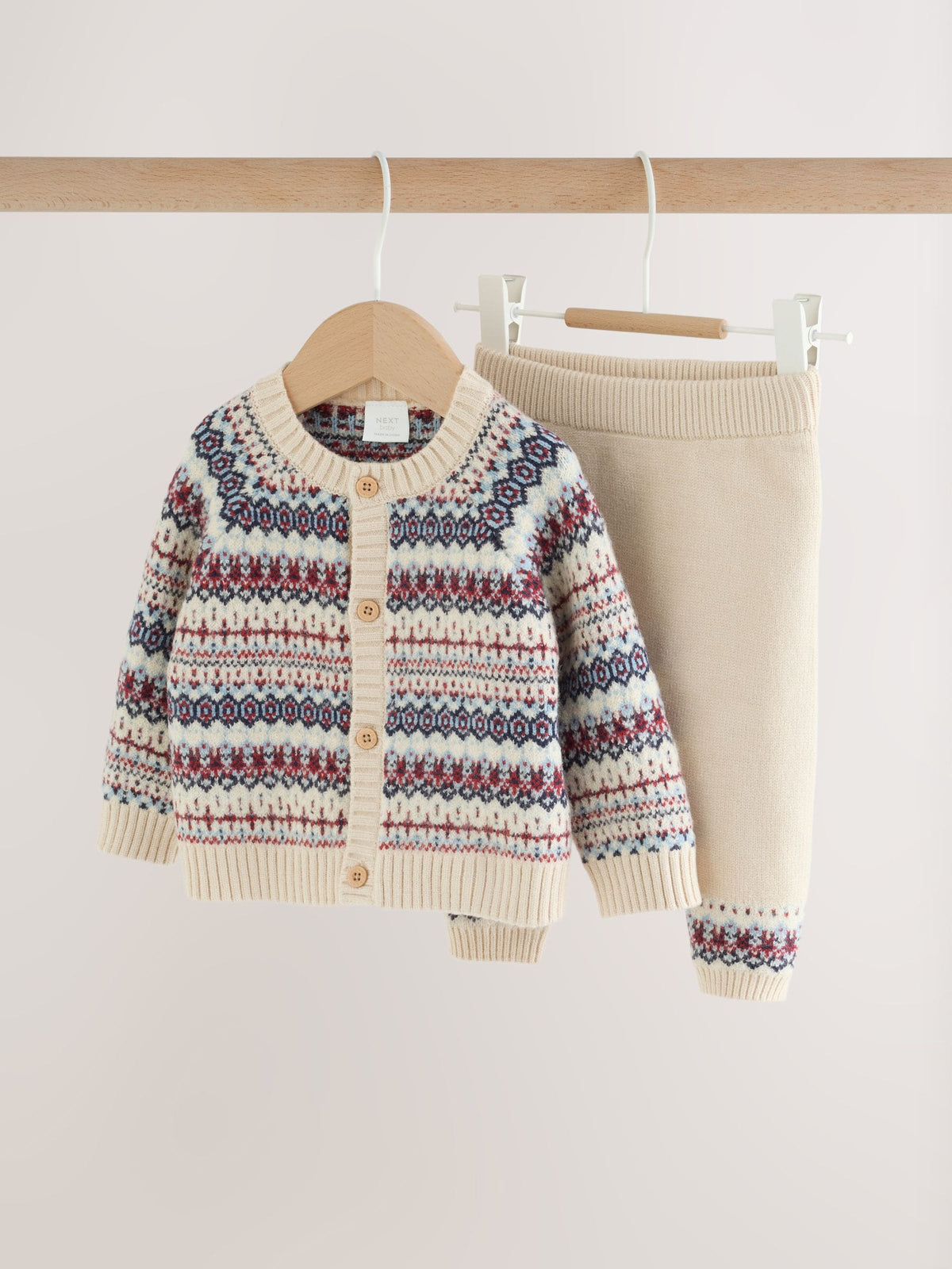 Neutral Fairisle Knitted Cardigan and Legging Baby Set (0mths-2yrs)