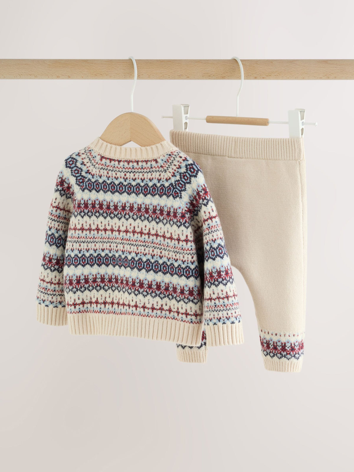 Neutral Fairisle Knitted Cardigan and Legging Baby Set (0mths-2yrs)