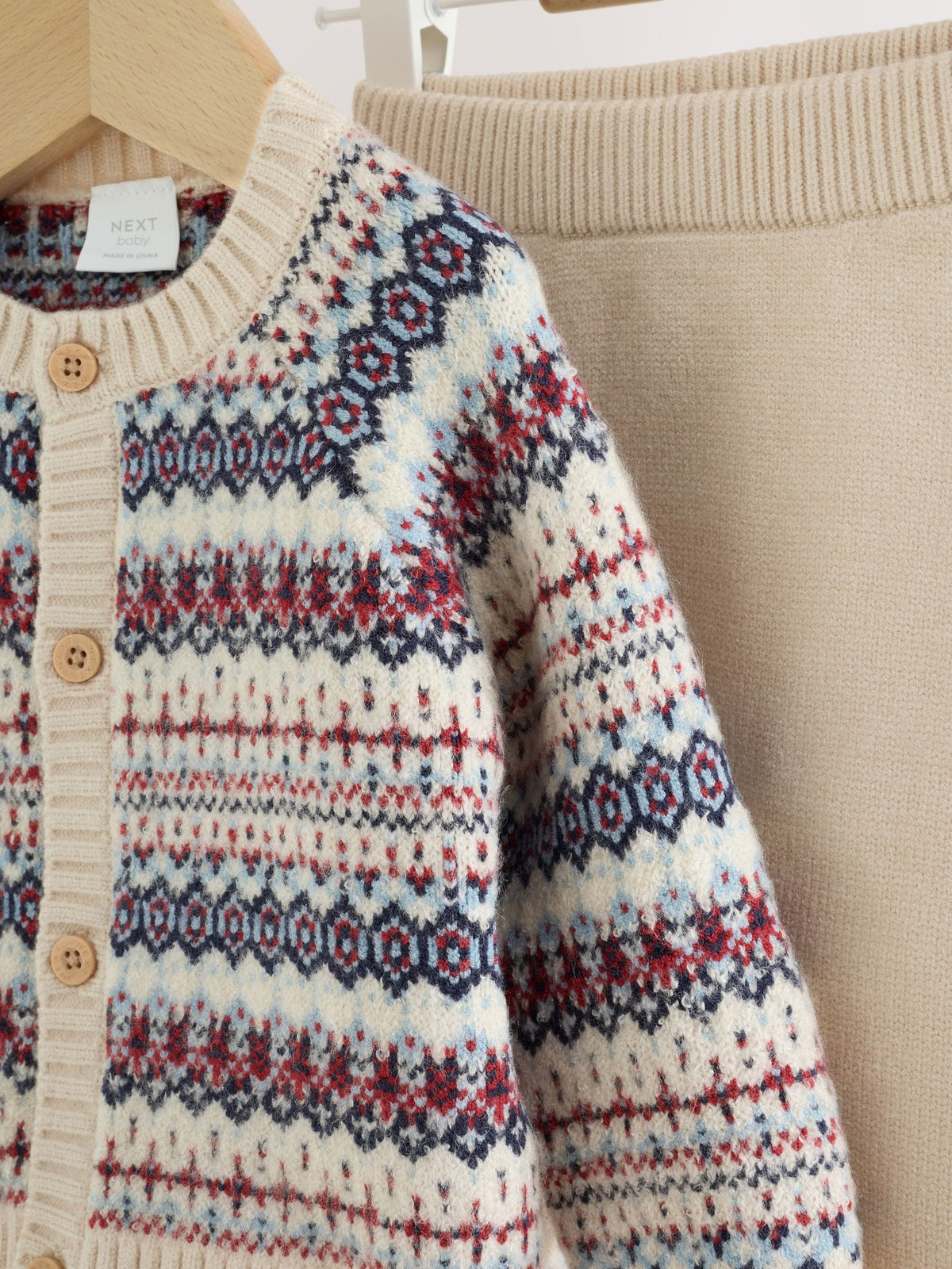 Neutral Fairisle Knitted Cardigan and Legging Baby Set (0mths-2yrs)