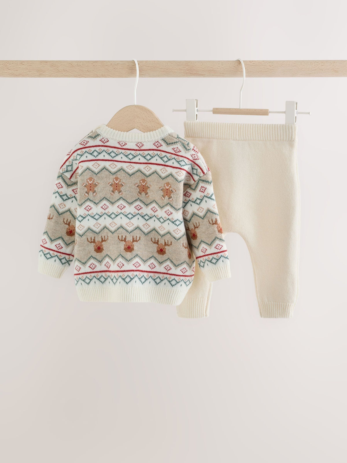 Neutral Fairisle Christmas Knitted Jumper and Leggings Set (0mths-2yrs)