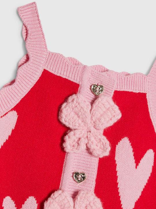 River Island Red Knitted Heart Bloomer Top & Shorts Set