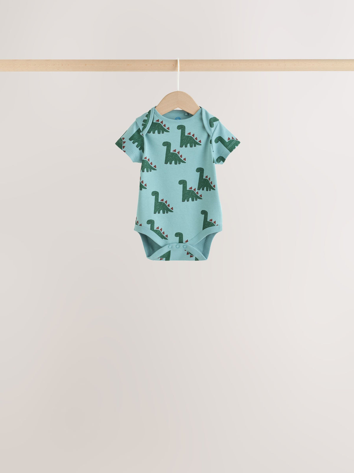 Green Dinosaur Short Sleeve Baby Bodysuits 5 Pack