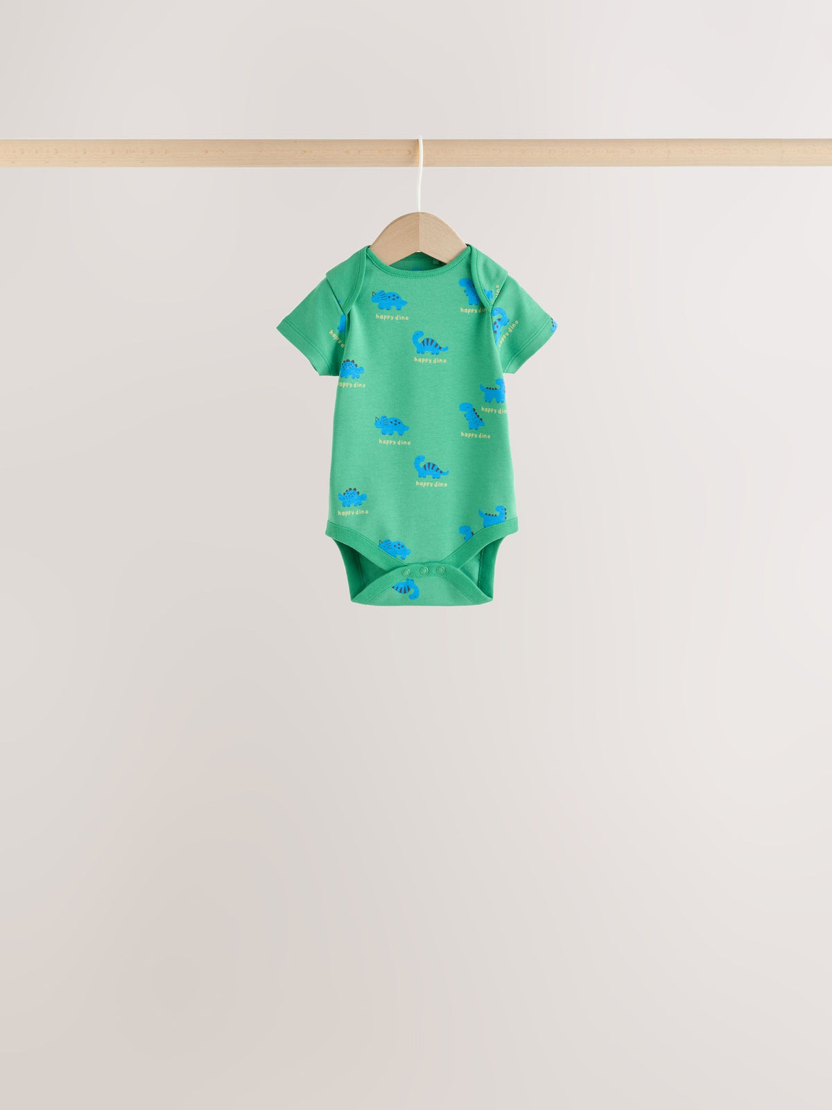 Green Dinosaur Short Sleeve Baby Bodysuits 5 Pack