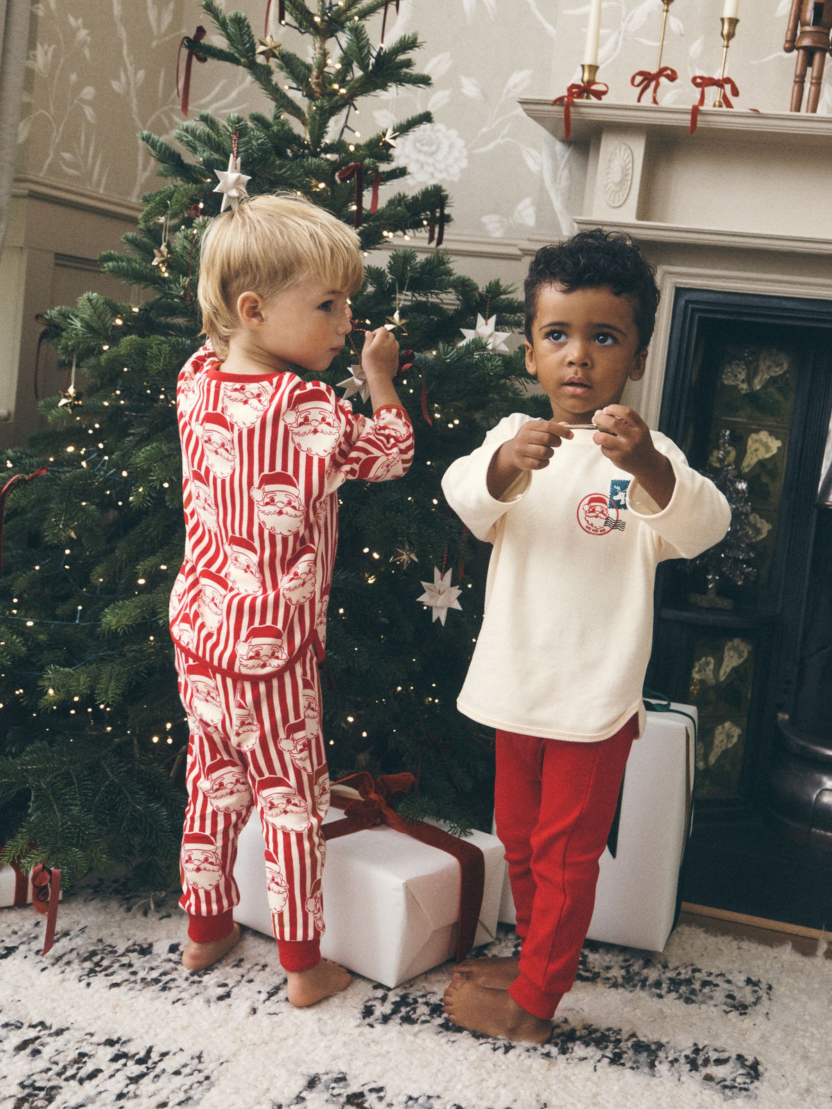 Red/White Santa Stripe Christmas Pyjamas 2 Pack (9mths-10yrs)