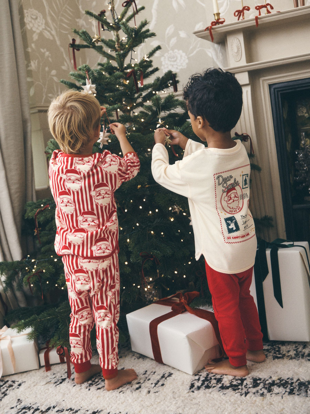 Red/White Santa Stripe Christmas Pyjamas 2 Pack (9mths-10yrs)