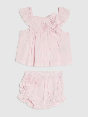 River Island Pink Flower Smock Top And Shorts Set
