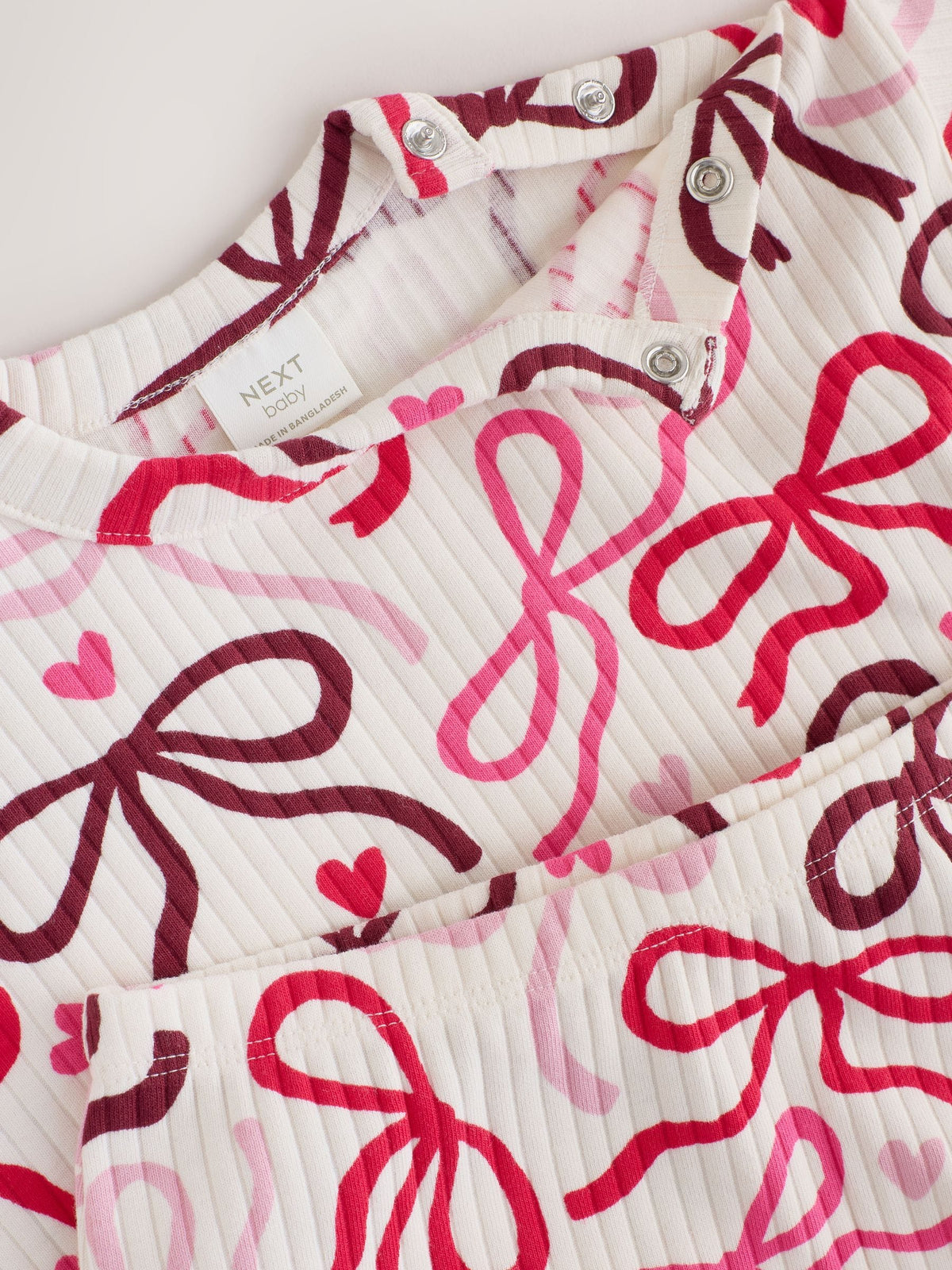 Burgundy Red Bow Baby Long Sleeve Top And Leggings 6 Piece Set (0mths-2yrs)