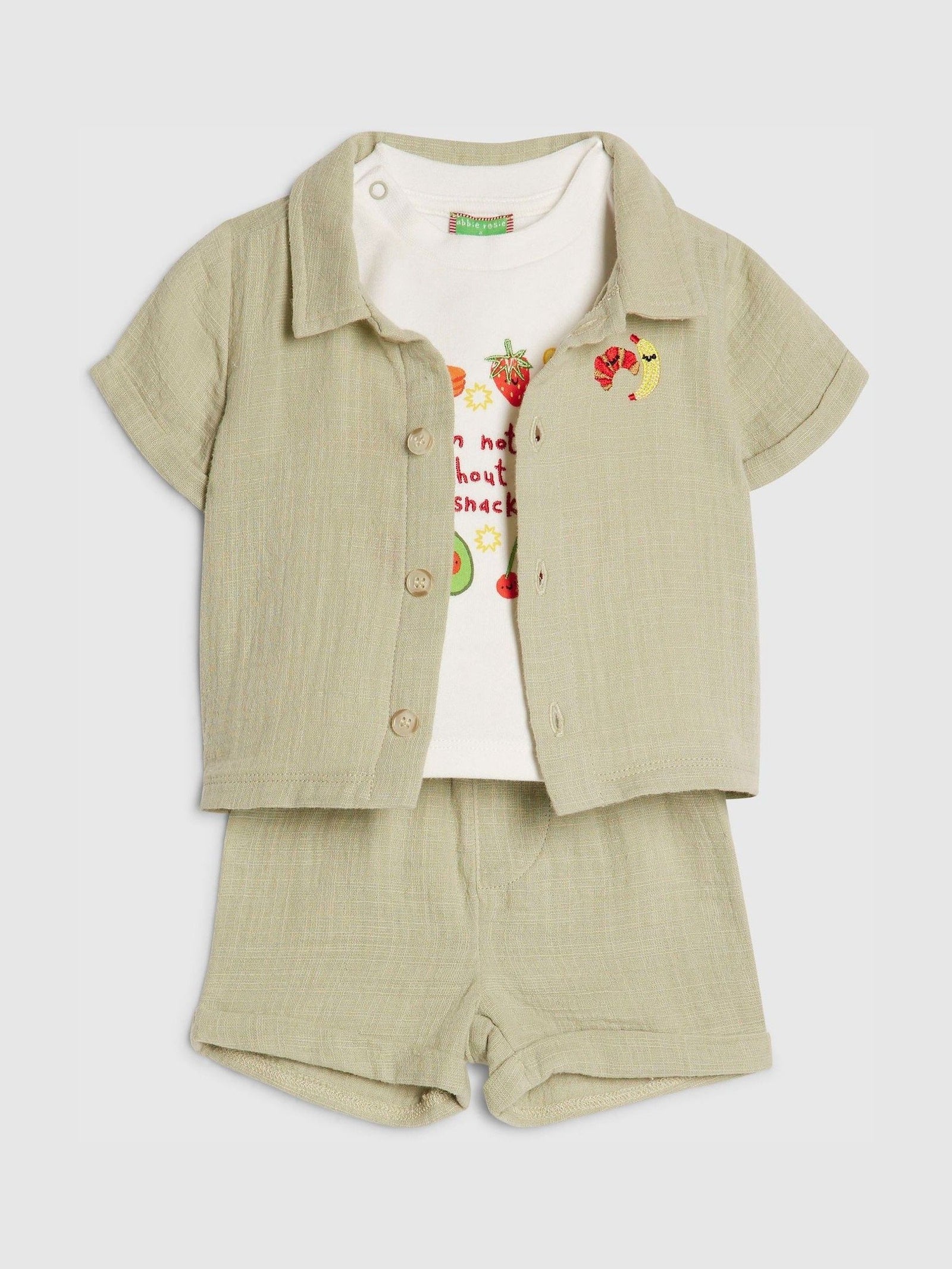 River Island Green Abbie Rosie Snacks T-Shirt & Shorts Set