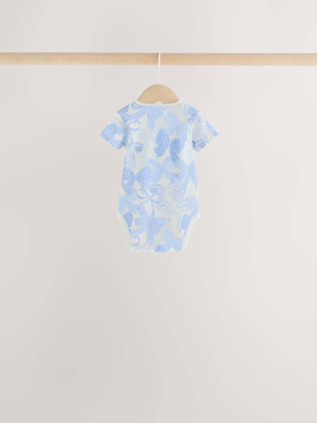 Blue Bow Short Sleeve Baby Bodysuit 5 Pack