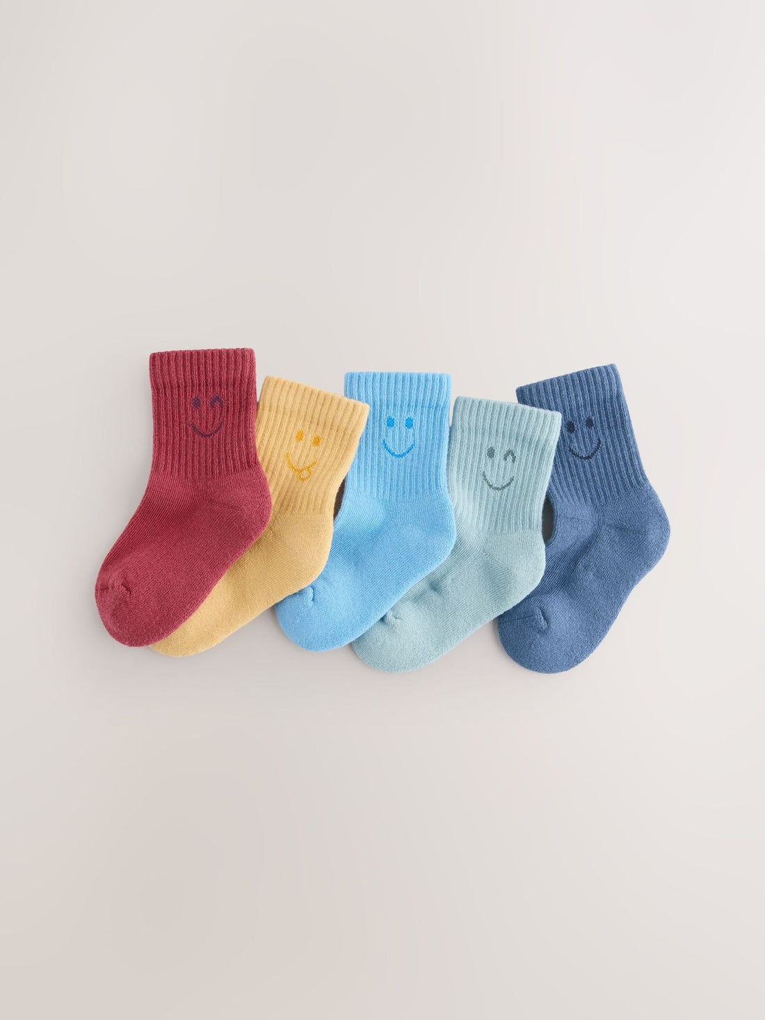 Multi Faces Cushioned Footbed Cotton Rich Ribbed Socks 5 Pack
