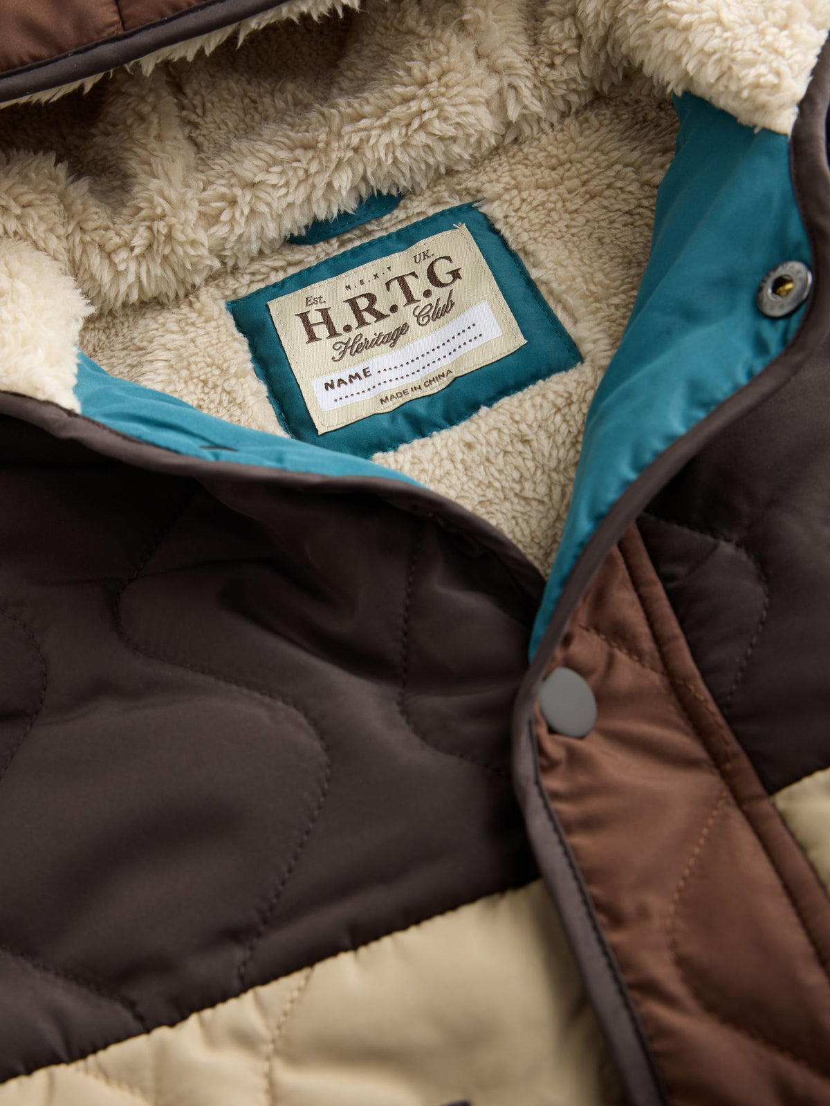 Brown Colour Block Quilted Coat (3mths-7yrs)