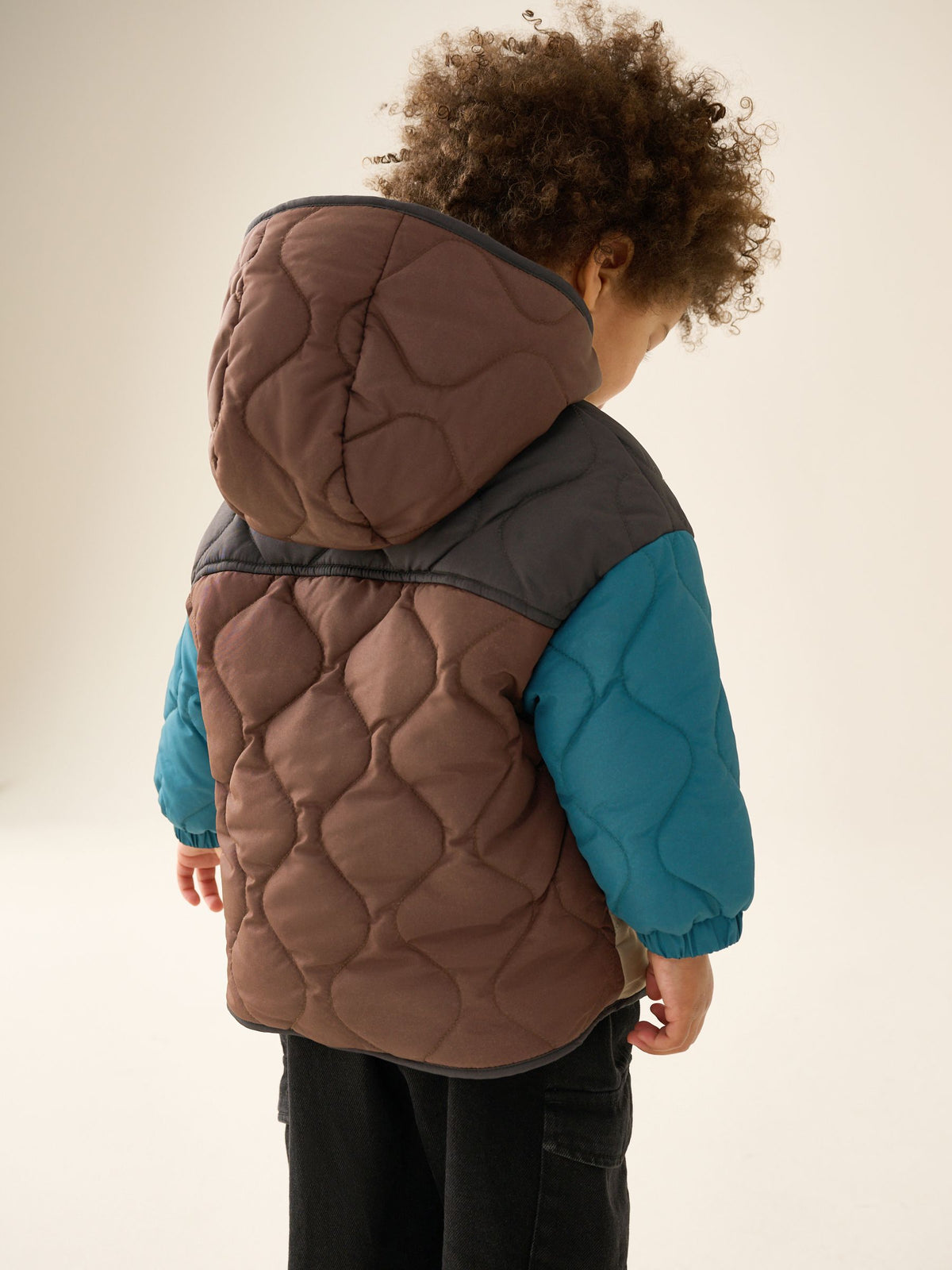Brown Colour Block Quilted Coat (3mths-7yrs)