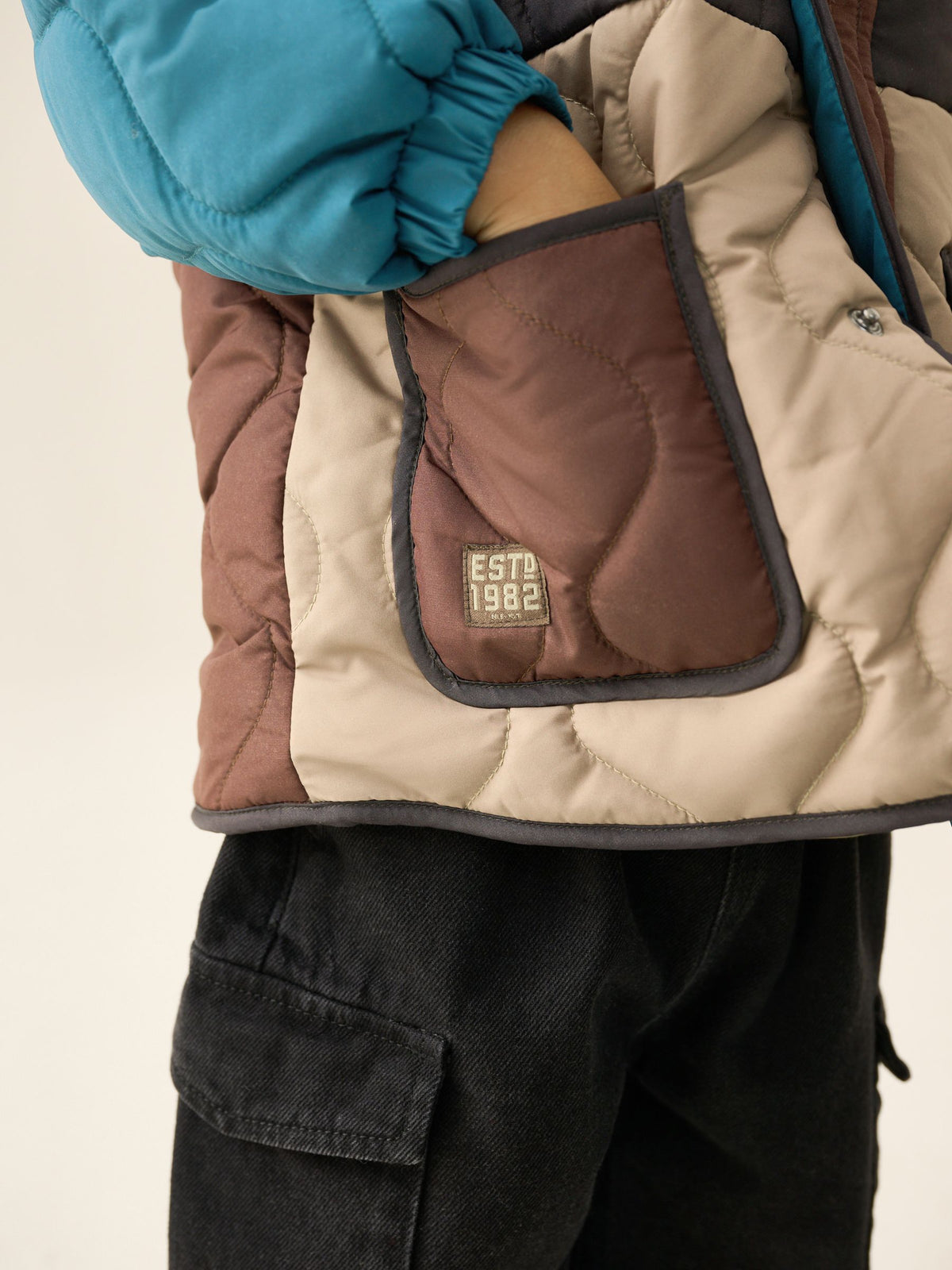 Brown Colour Block Quilted Coat (3mths-7yrs)