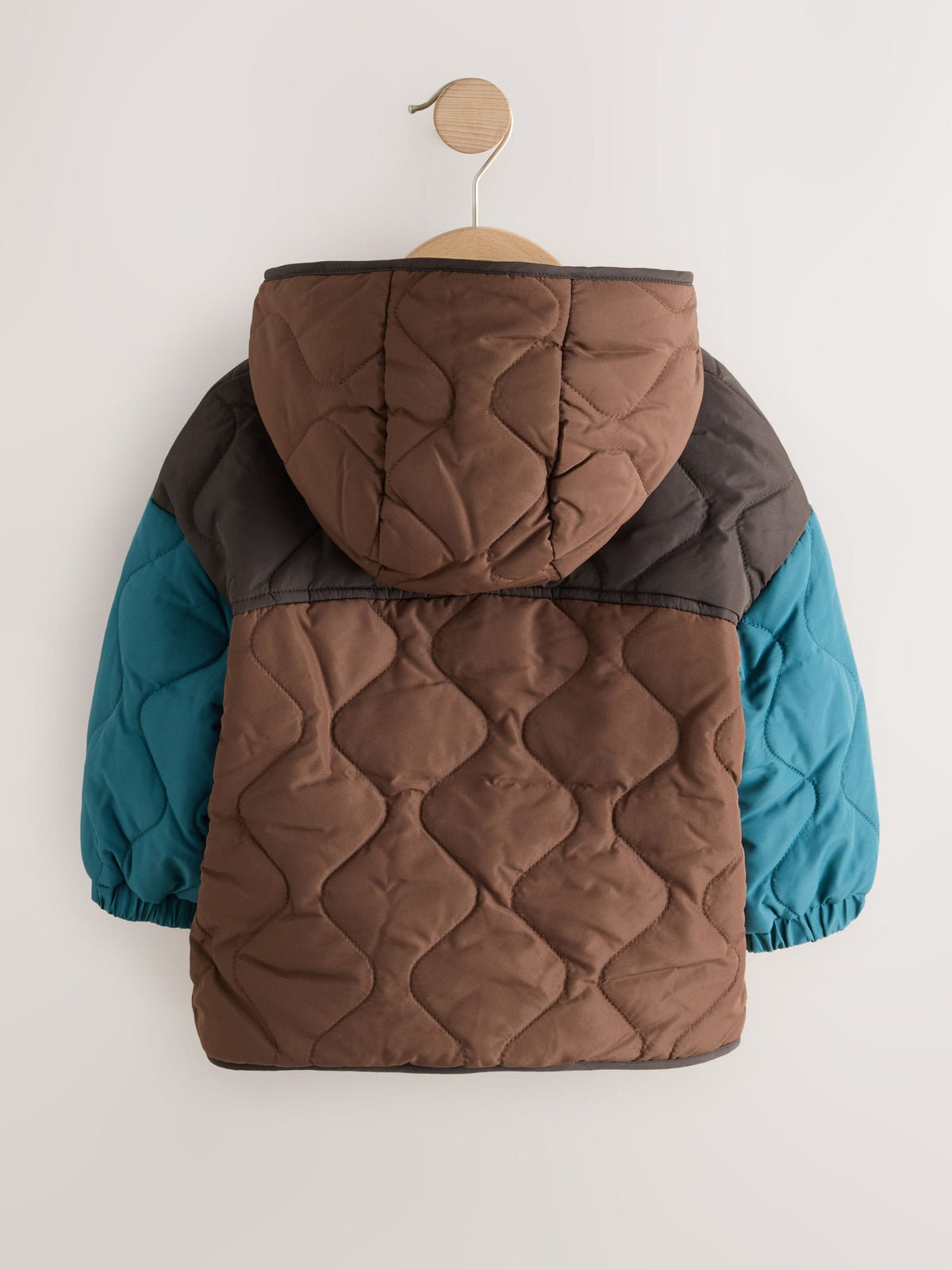 Brown Colour Block Quilted Coat (3mths-7yrs)
