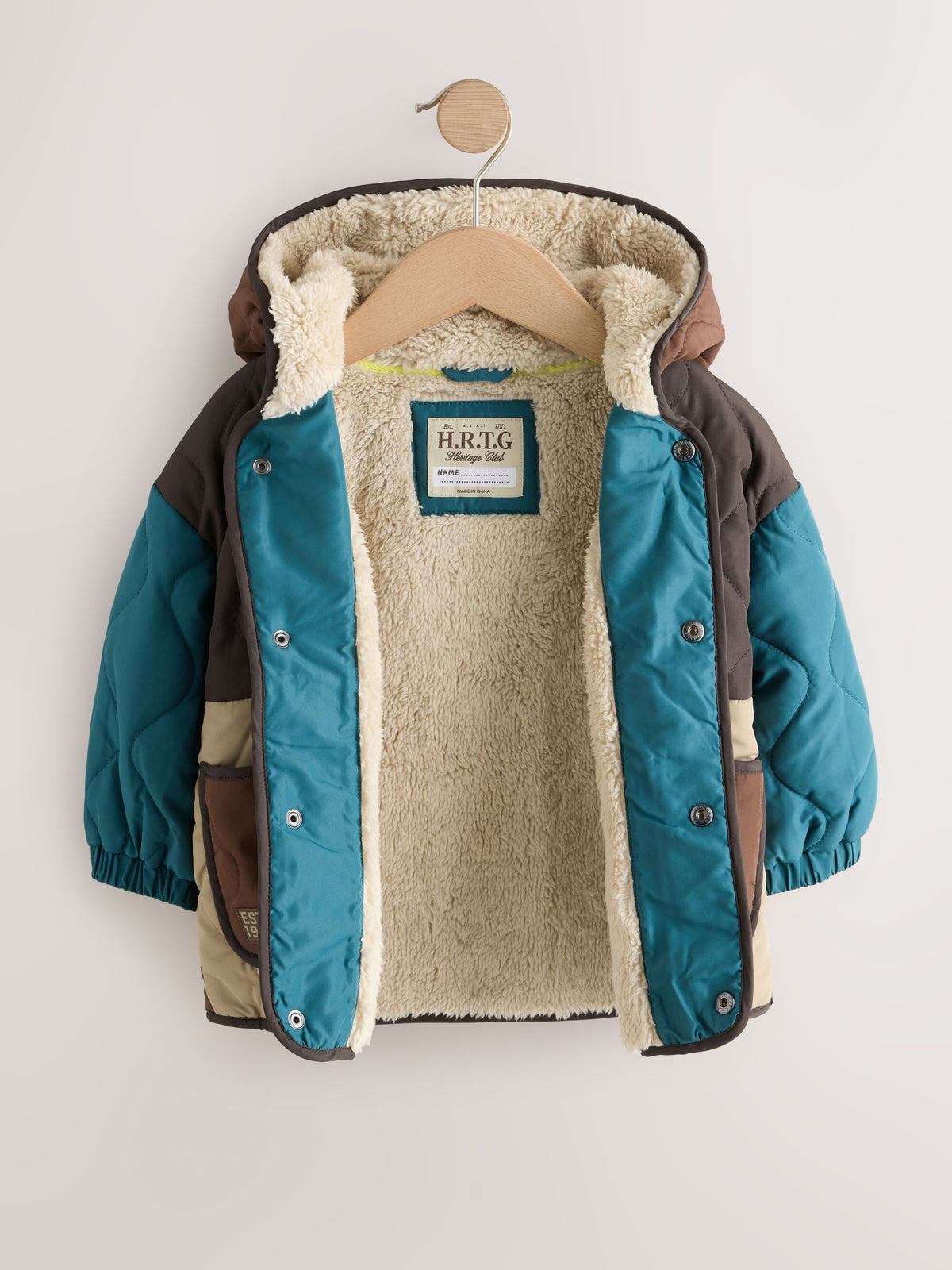 Brown Colour Block Quilted Coat (3mths-7yrs)