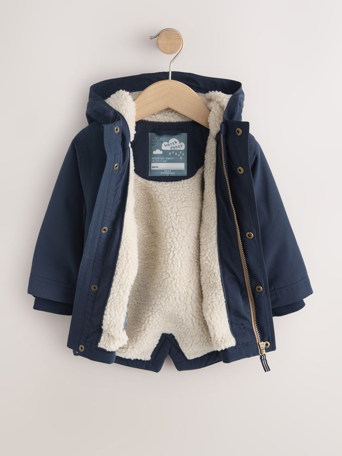 Navy Waterproof Borg Lined Parka (3mths-7yrs)