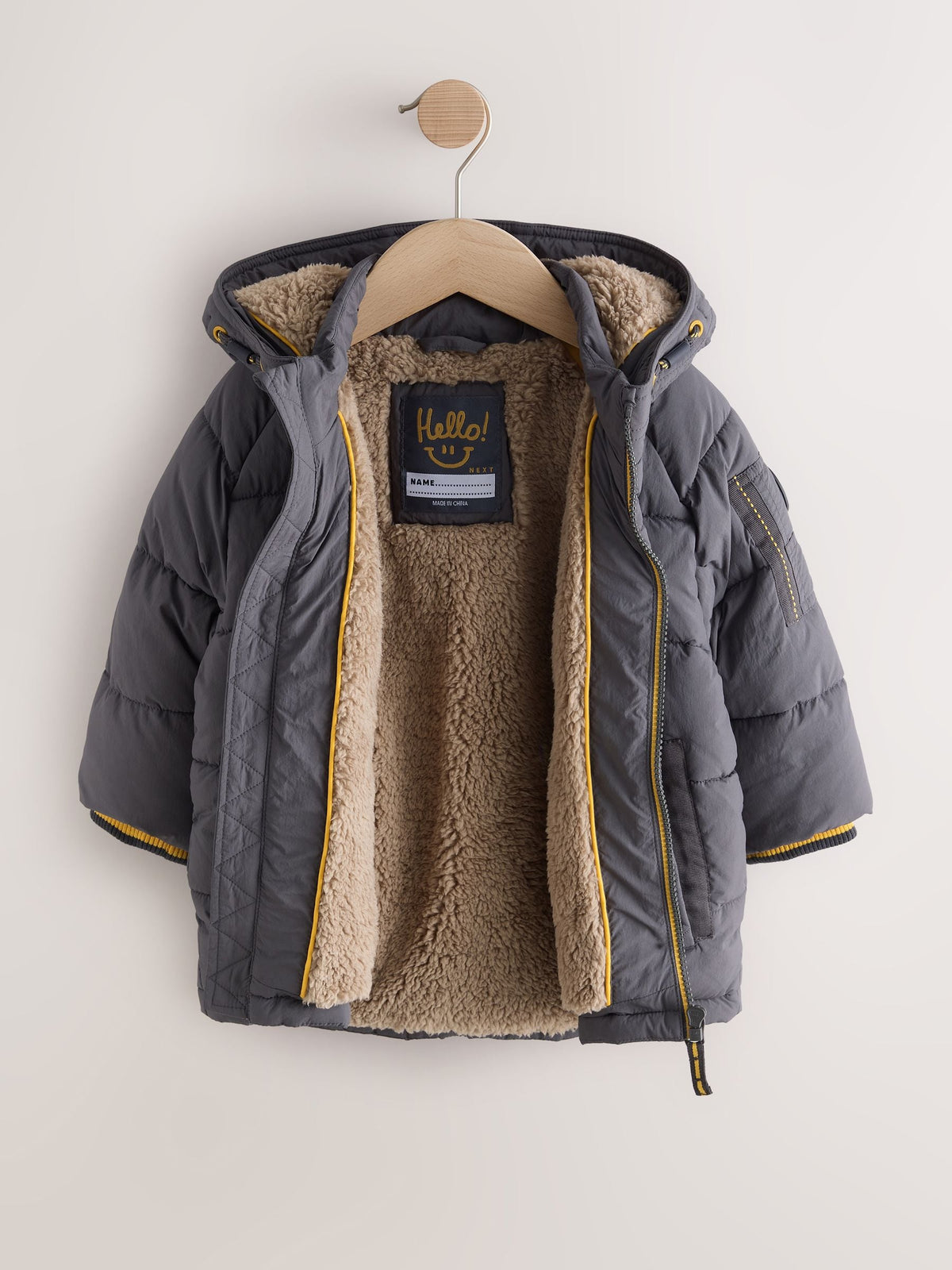 Grey Borg Lined Padded Coat (6mths-7yrs)