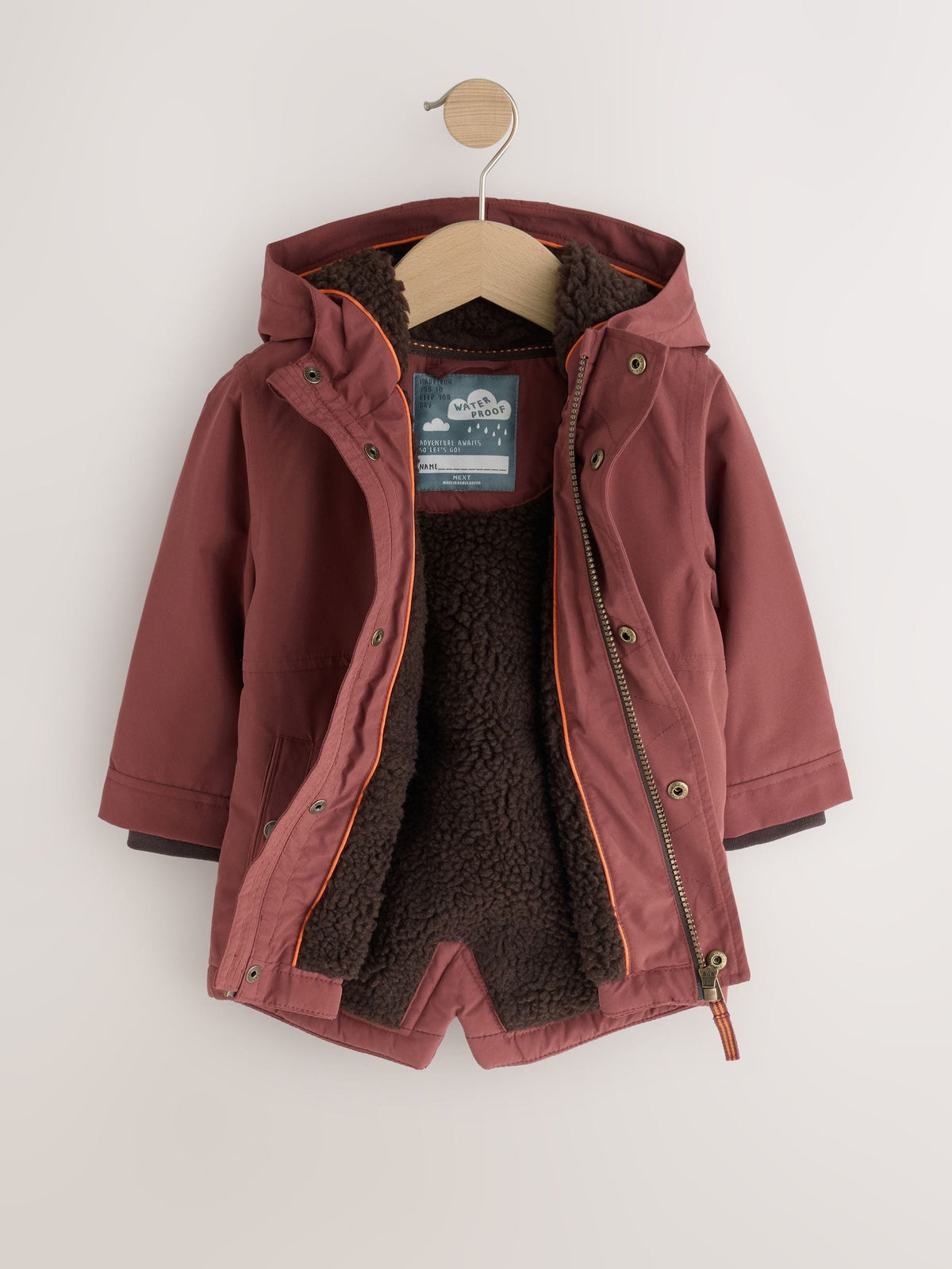 Rust Brown Waterproof Borg Lined Parka (3mths-7yrs)