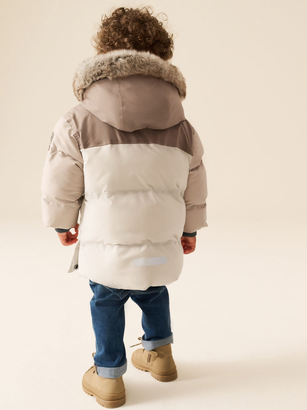 Neutral Colour Block Waterproof Padded Coat (12mths-10yrs)