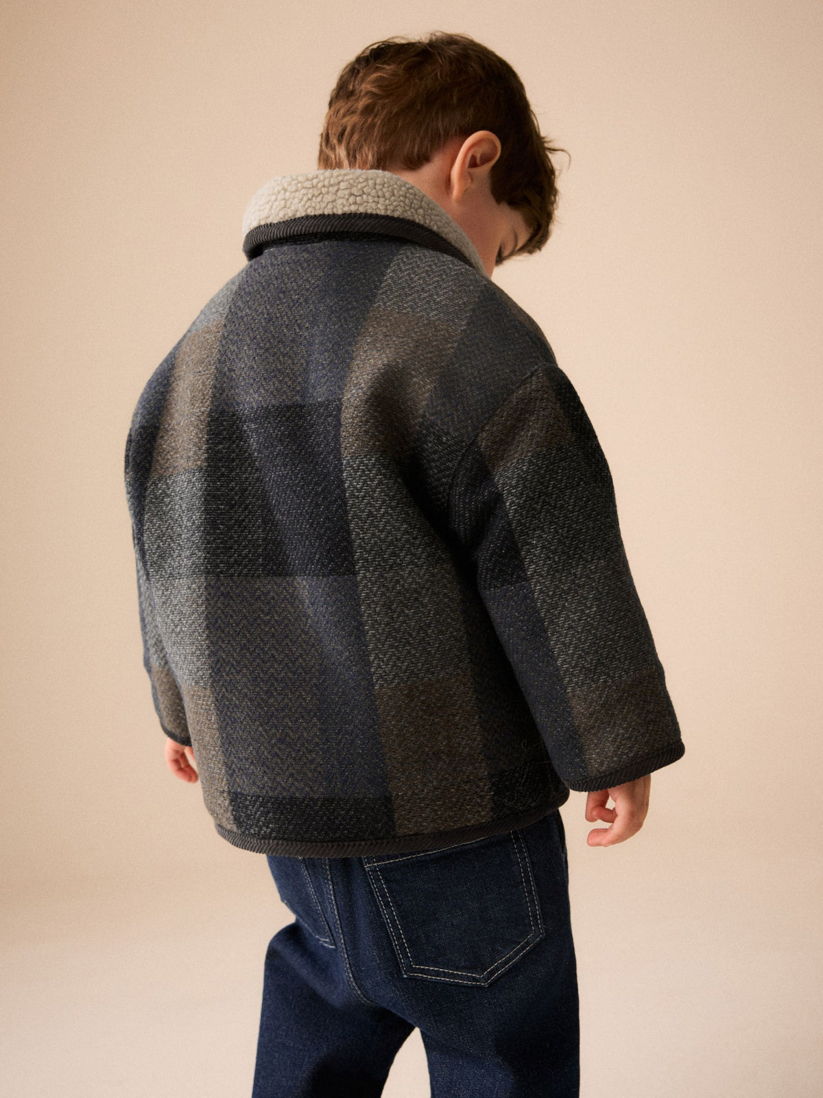 Multi Check Borg Collar Jacket (3mths-7yrs)