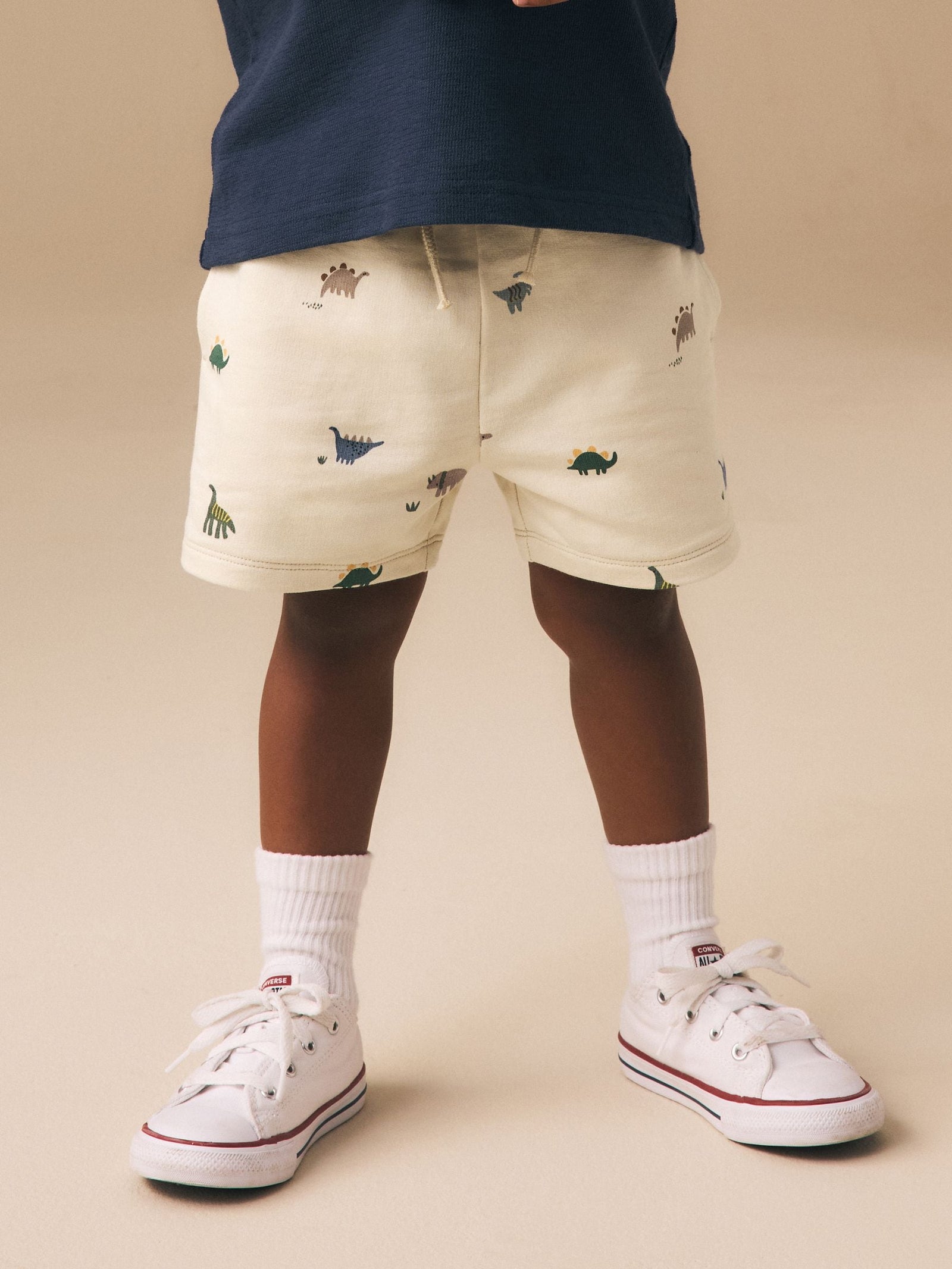 Neutral Dino Print Jersey Shorts (3mths-7yrs)