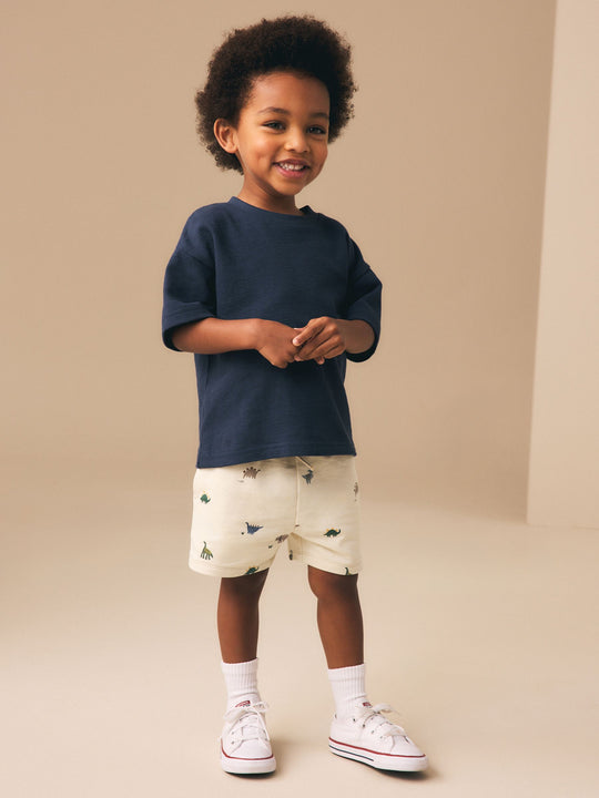 Neutral Dino Print Jersey Shorts (3mths-7yrs)