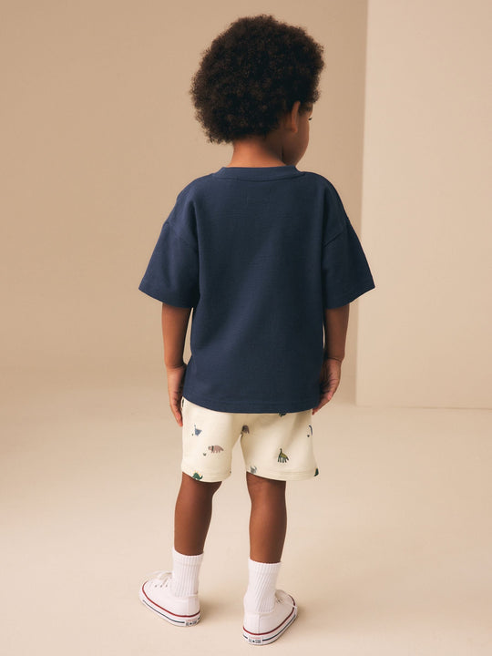 Neutral Dino Print Jersey Shorts (3mths-7yrs)