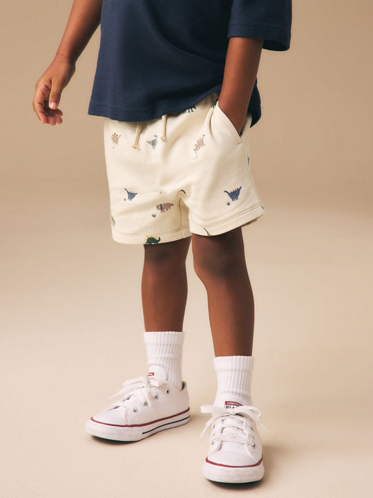 Neutral Dino Print Jersey Shorts (3mths-7yrs)