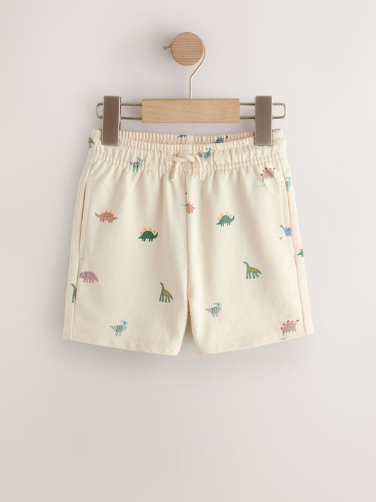 Neutral Dino Print Jersey Shorts (3mths-7yrs)