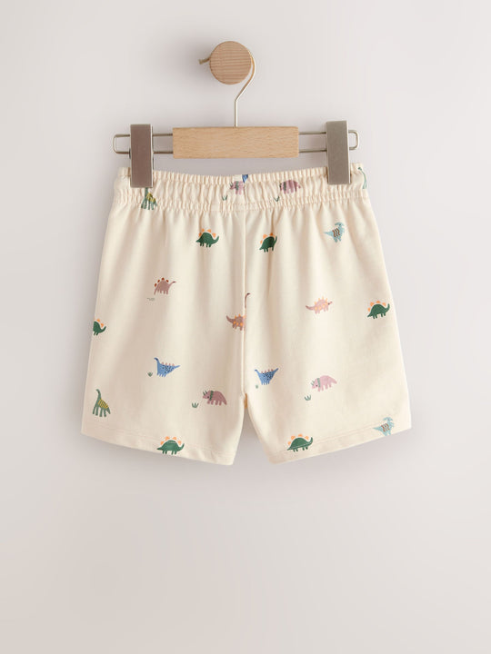 Neutral Dino Print Jersey Shorts (3mths-7yrs)