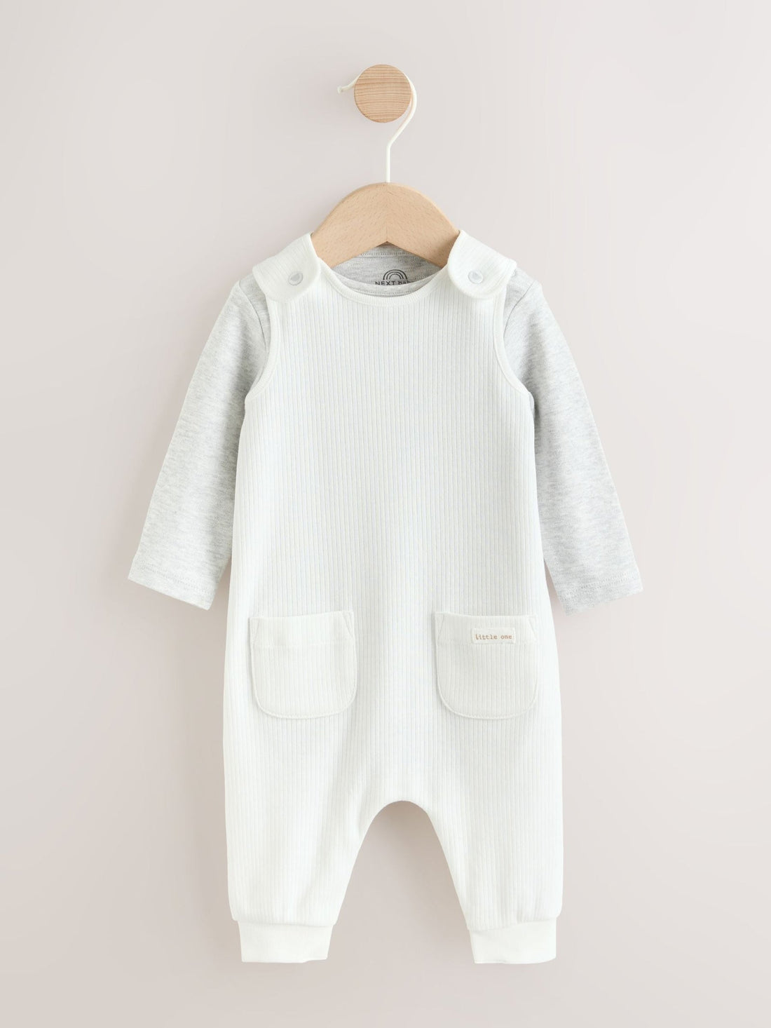 White Jersey Rib Dungaree and Bodysuit Baby Set (0mths-2yrs)