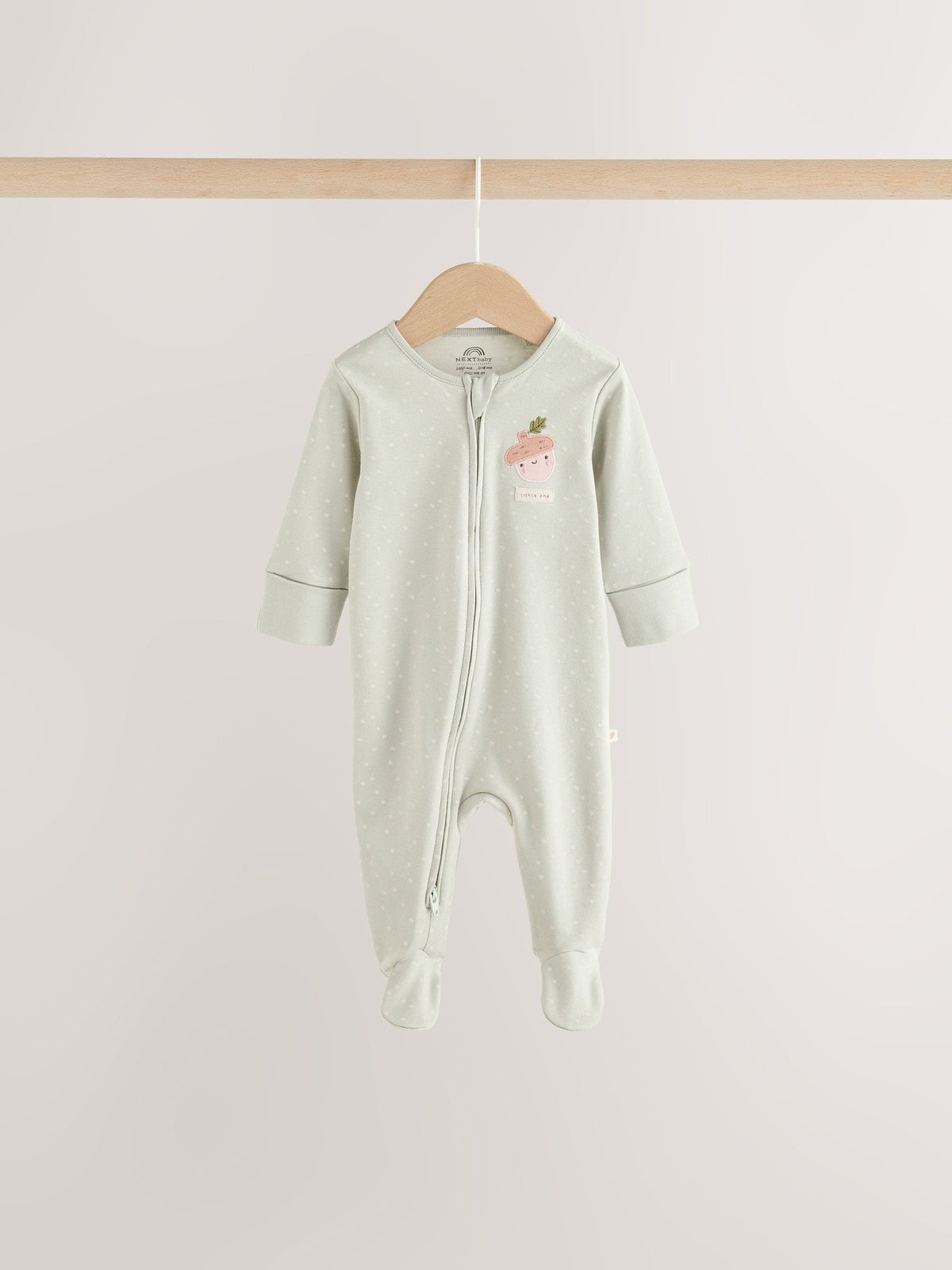 Sage Green Pumpkin Two Way Zip Baby Sleepsuits 3 Pack (0-3yrs)