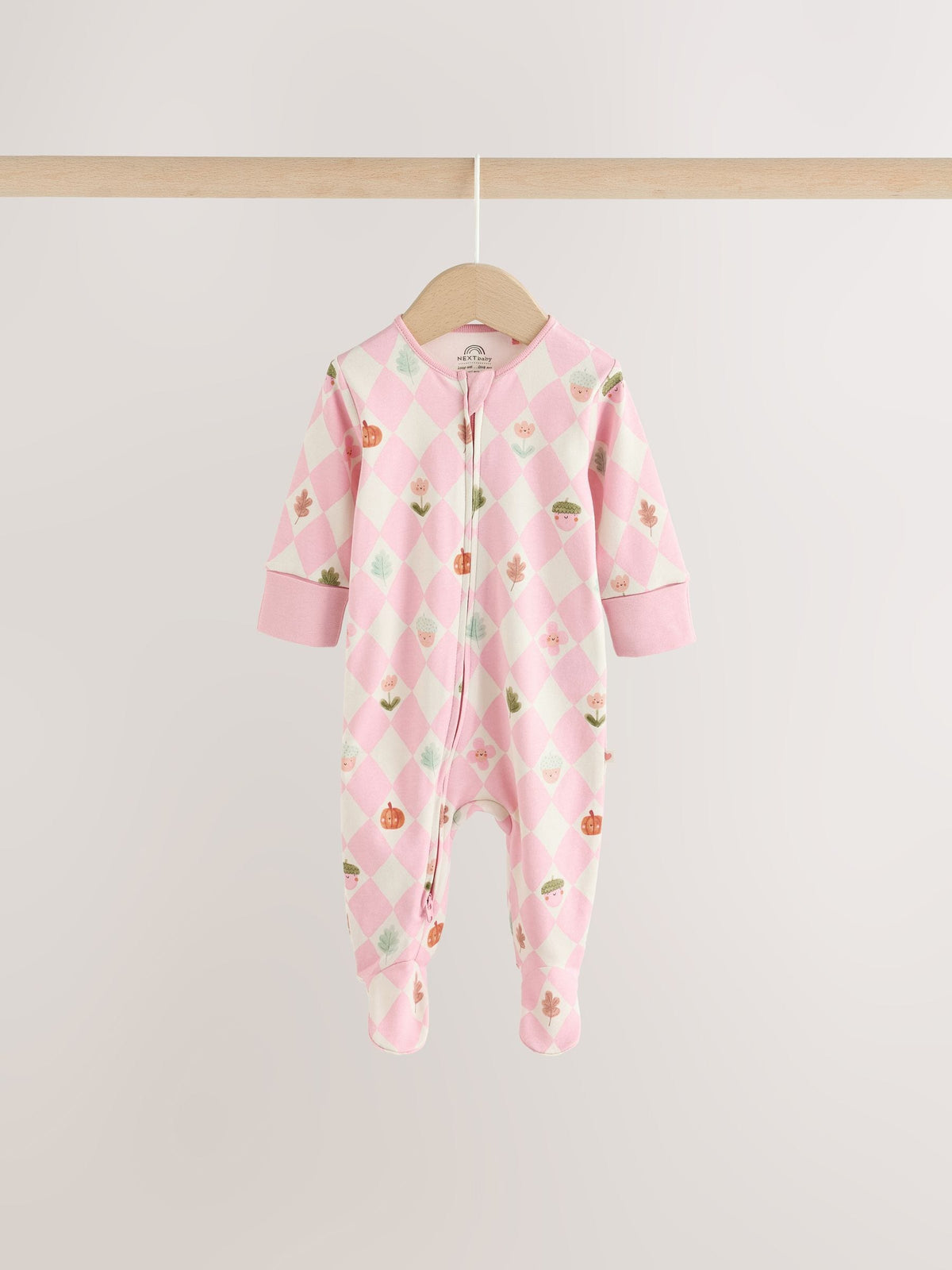 Sage Green Pumpkin Two Way Zip Baby Sleepsuits 3 Pack (0-3yrs)