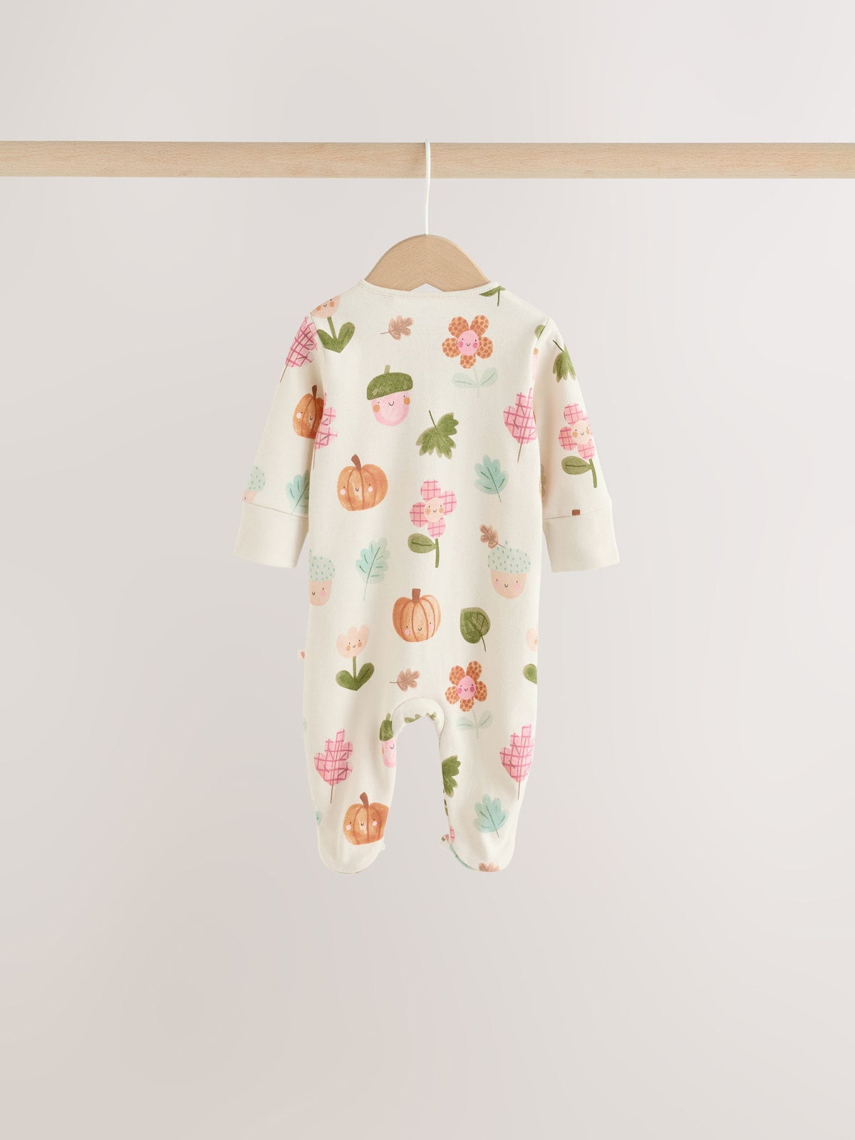 Sage Green Pumpkin Two Way Zip Baby Sleepsuits 3 Pack (0-3yrs)