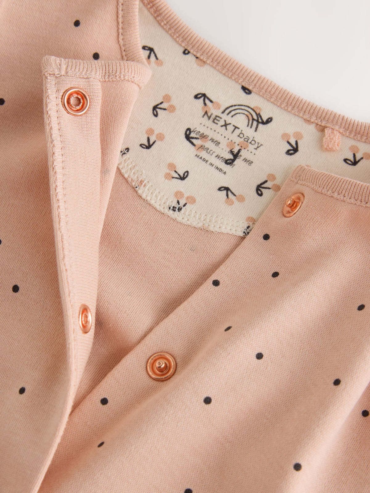 Cream/Pink Polka Dot Sleepsuits 3 Pack (0mths-2yrs)