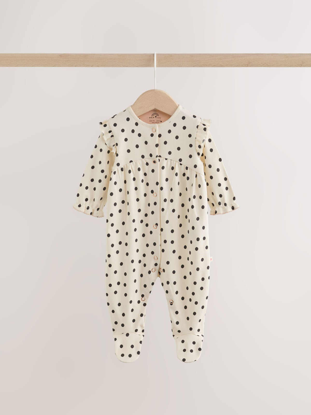 Cream/Pink Polka Dot Sleepsuits 3 Pack (0mths-2yrs)