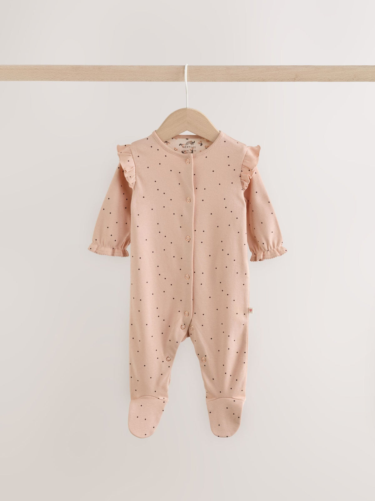 Cream/Pink Polka Dot Sleepsuits 3 Pack (0mths-2yrs)
