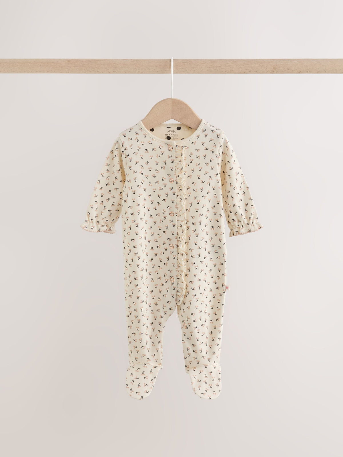 Cream/Pink Polka Dot Sleepsuits 3 Pack (0mths-2yrs)