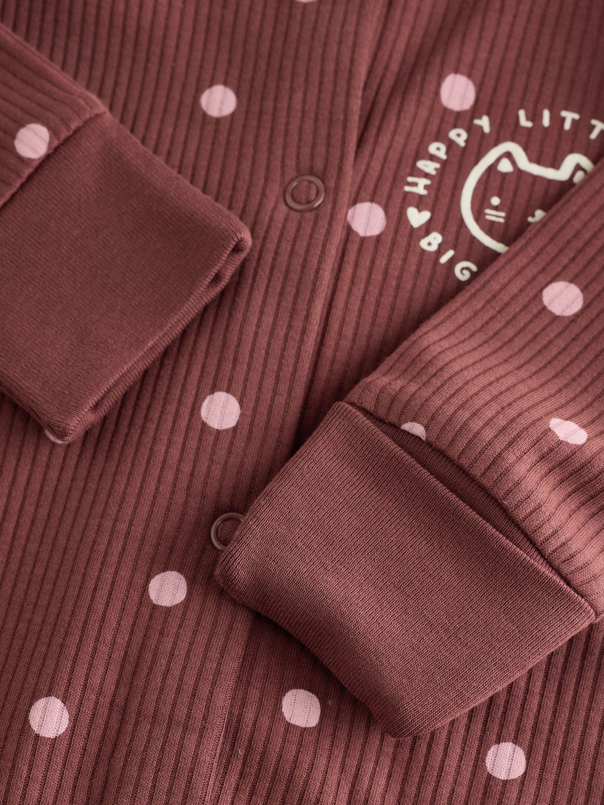 Burgundy/Purple Cat Baby Sleepsuits 5 Pack (0mths-2yrs)
