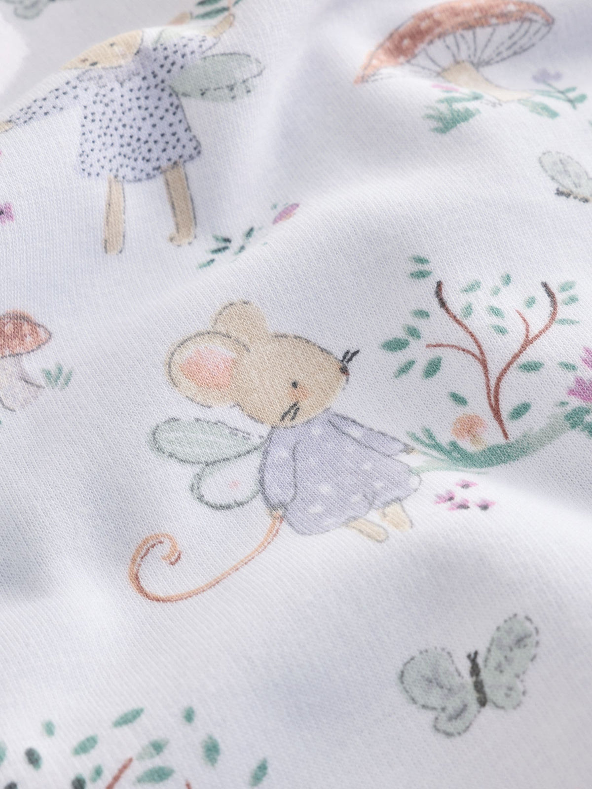 White/Lilac Fairy Mouse Fleece Lined Two Way Zip Baby Sleepsuit